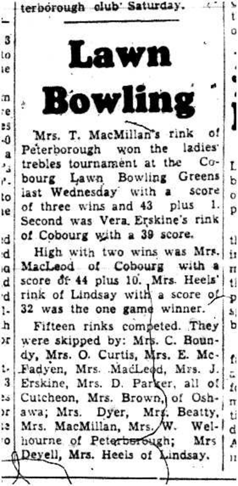 1958-06-26 Lawn Bowling -Ladies Tourney