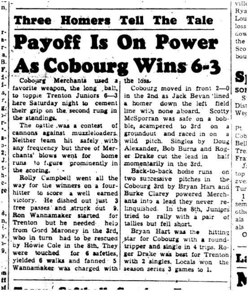 1958-07-10 Softball -Merchants vs Trenton