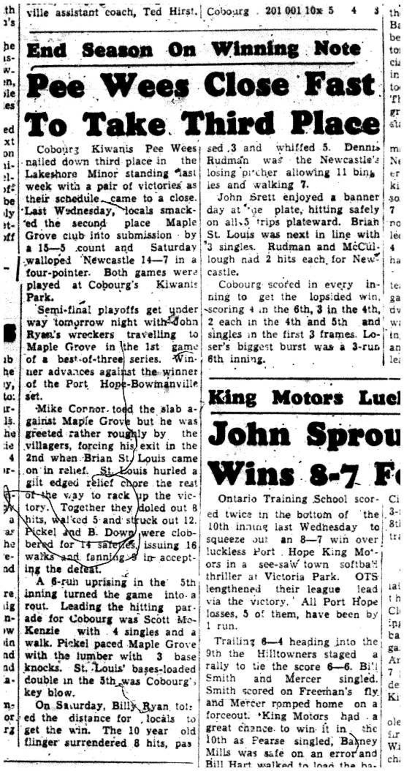 1958-07-17 Baseball -PeeWees win 2