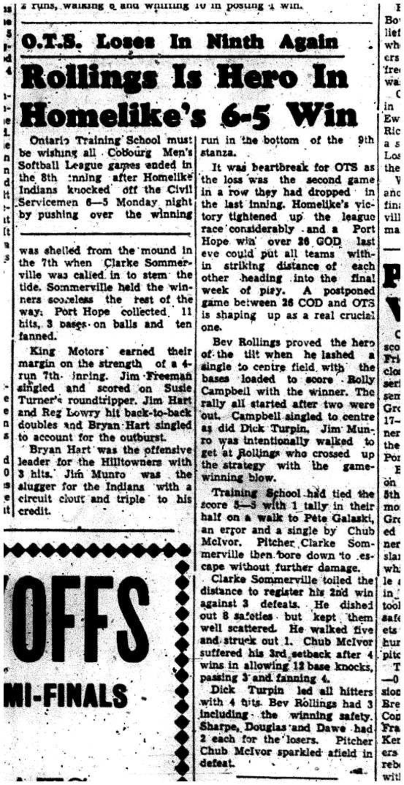 1958-07-26 Softball -Mens League