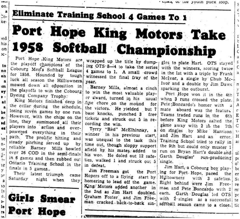 1958-09-18 Softball -PH wins Mens League