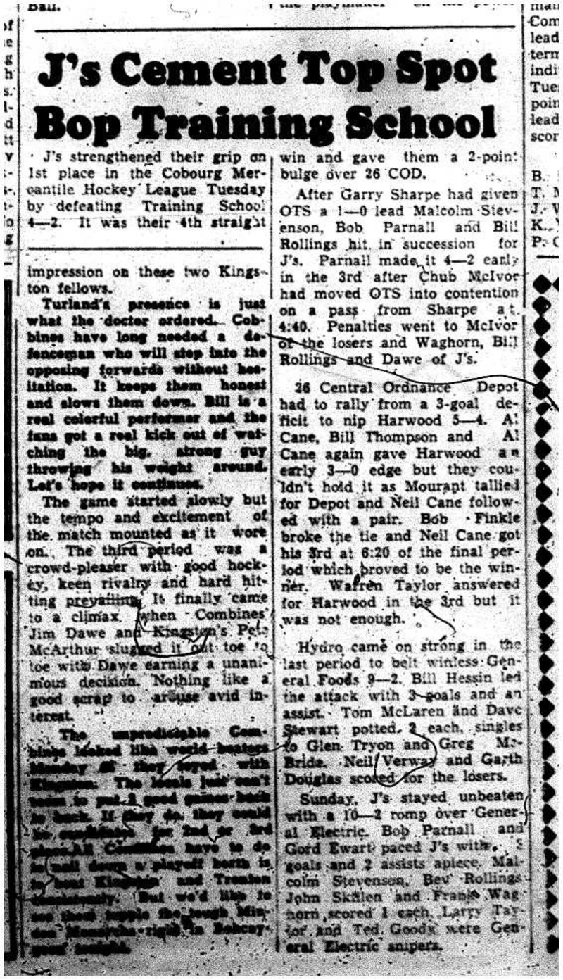 1958-11-28 Hockey -Mercantile League