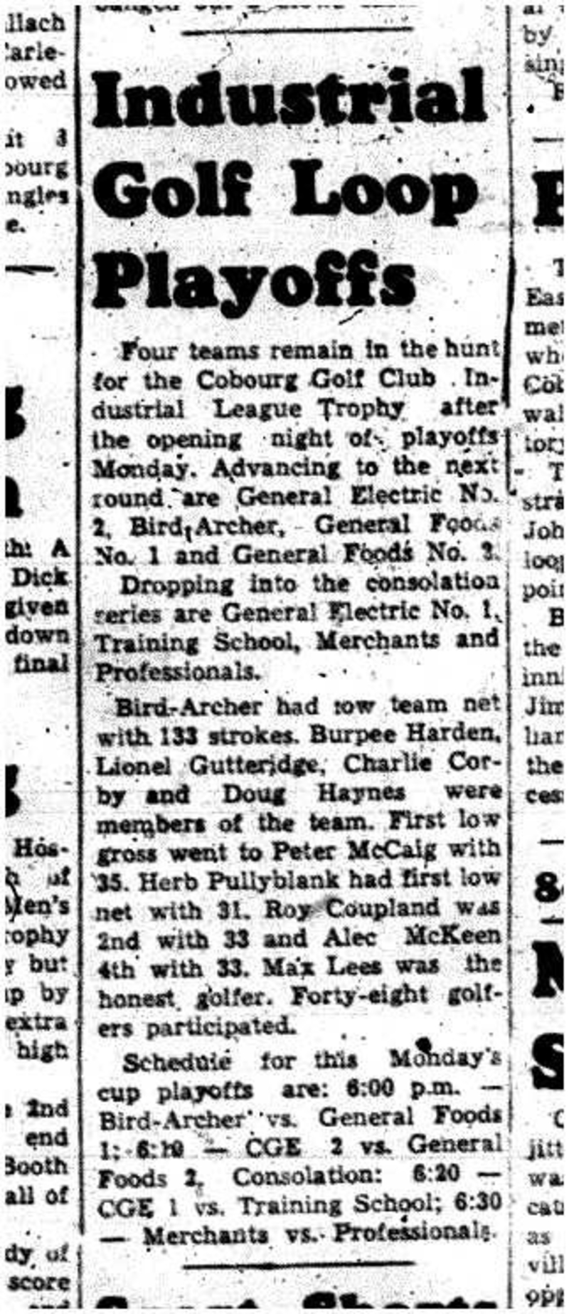 1959-07-16 Golf -Industrial League Playoffs