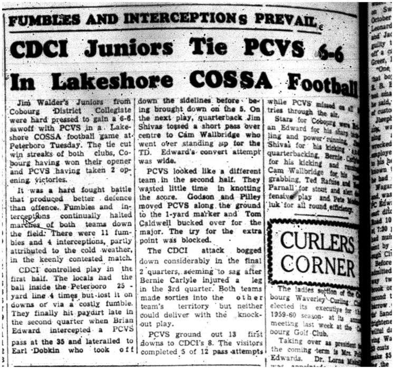 1959-10-15 School -CDCI Football vs PCVS