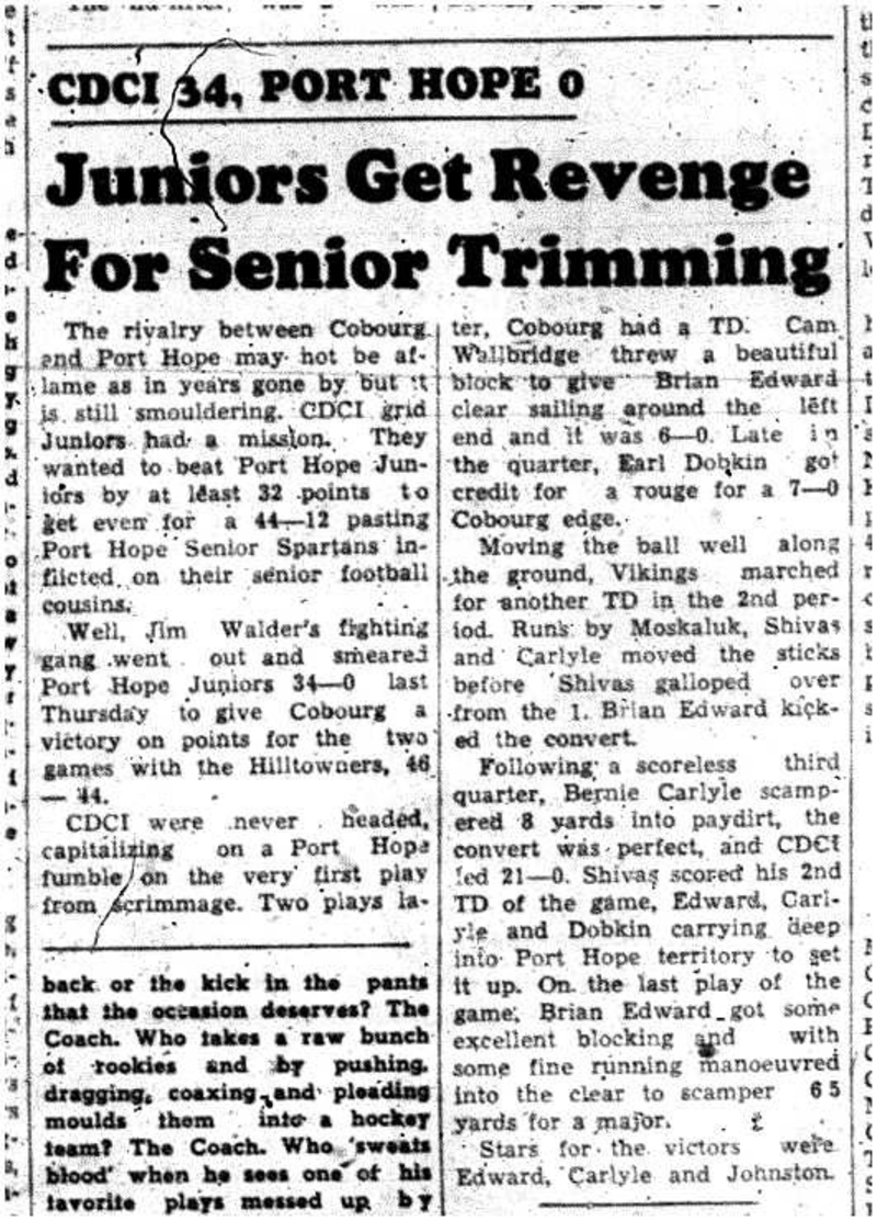 1959-11-05 School -CDCI Junior Football vs PH