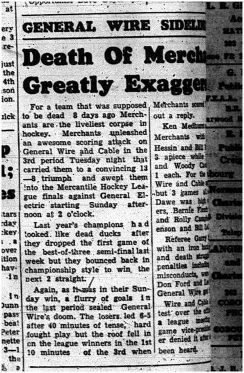 1960-03-10 Hockey -Mercantile League