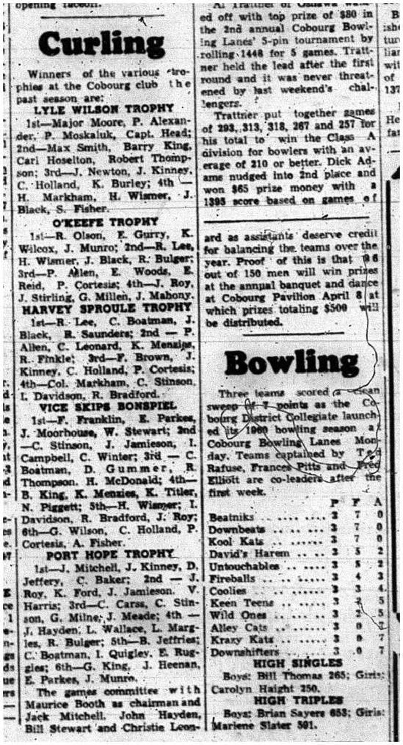 1960-03-31 School -CDCI Bowling Teams