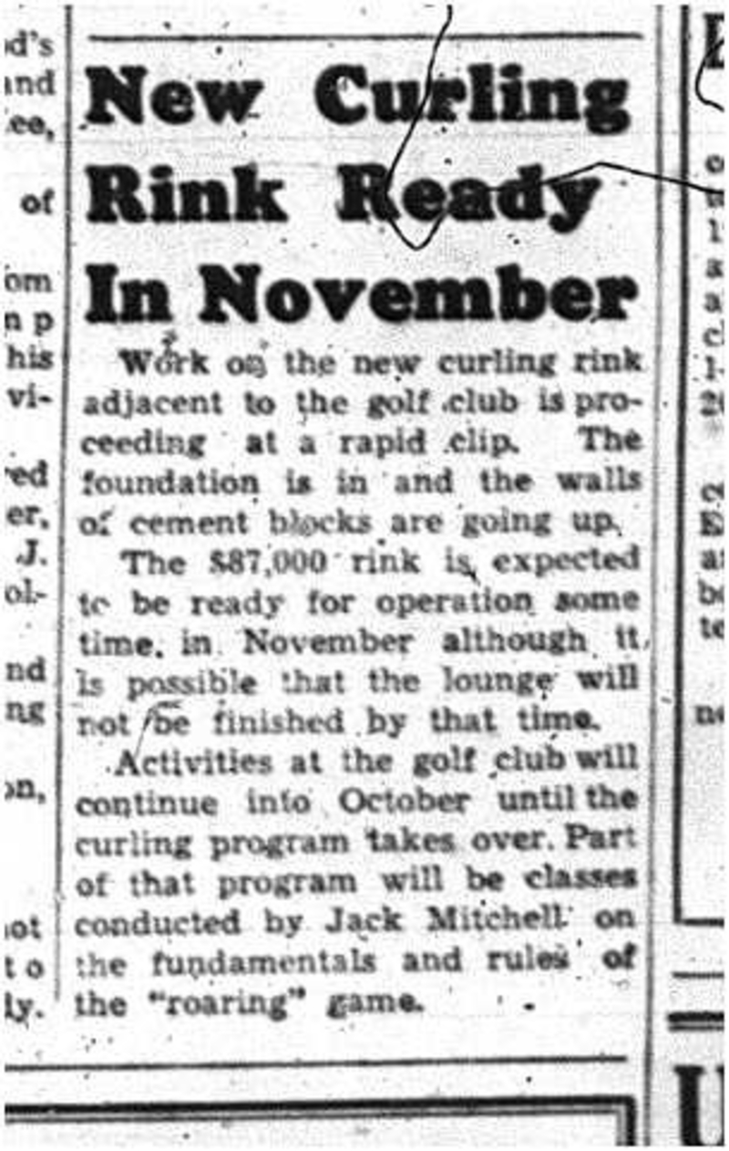 1960-09-15 Curling -New rink ready adjacent to golf club
