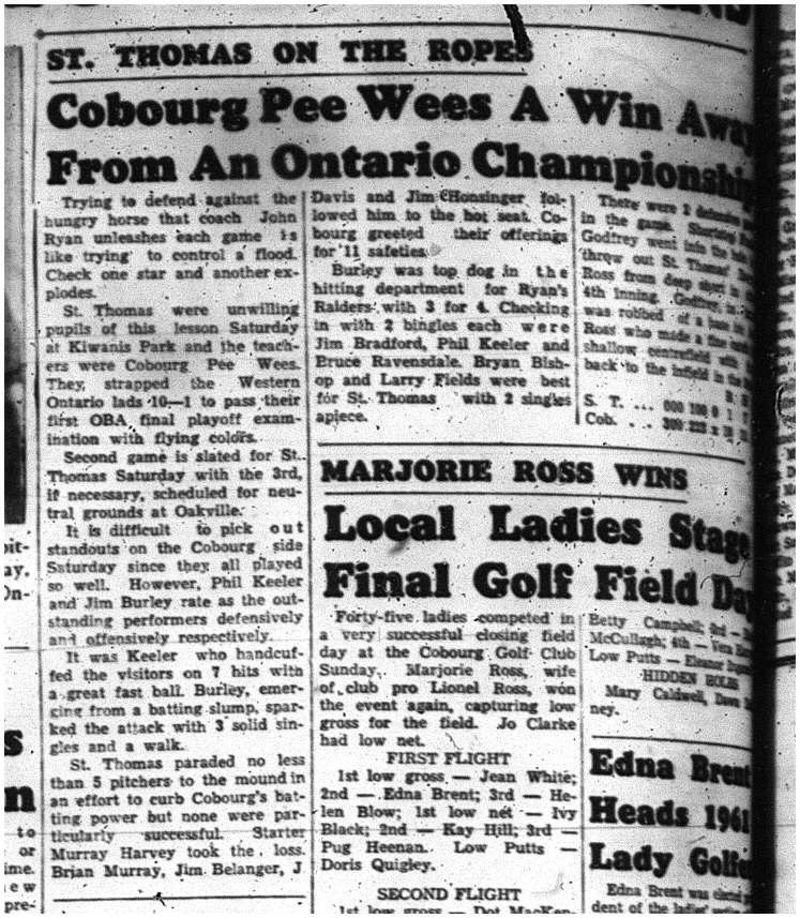 1960-09-22 Baseball -PeeWees vs St Thomas OBA Finals