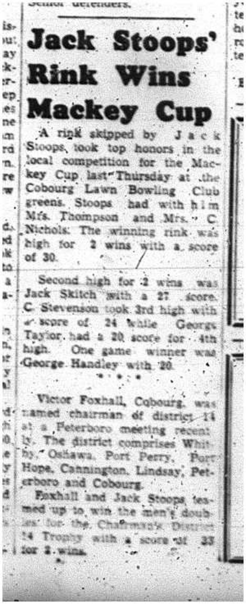 1960-09-29 Lawn Bowling -Mackey Cup