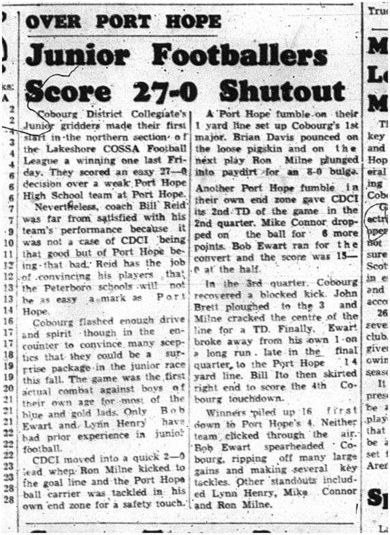1960-10-06 School -CDCI Junior Football vs PH