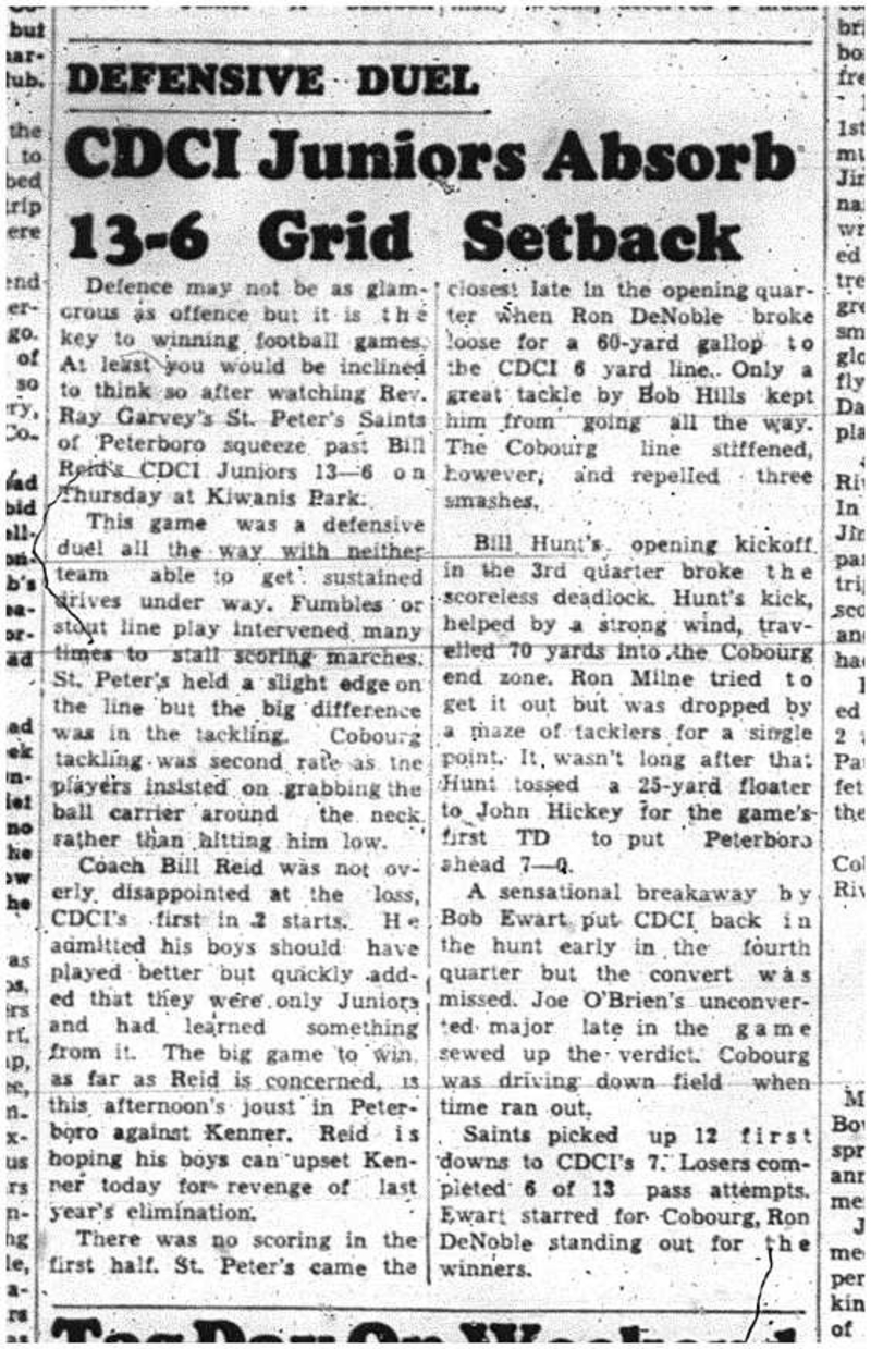 1960-10-13 School -CDCI Junior Football vs St Peters