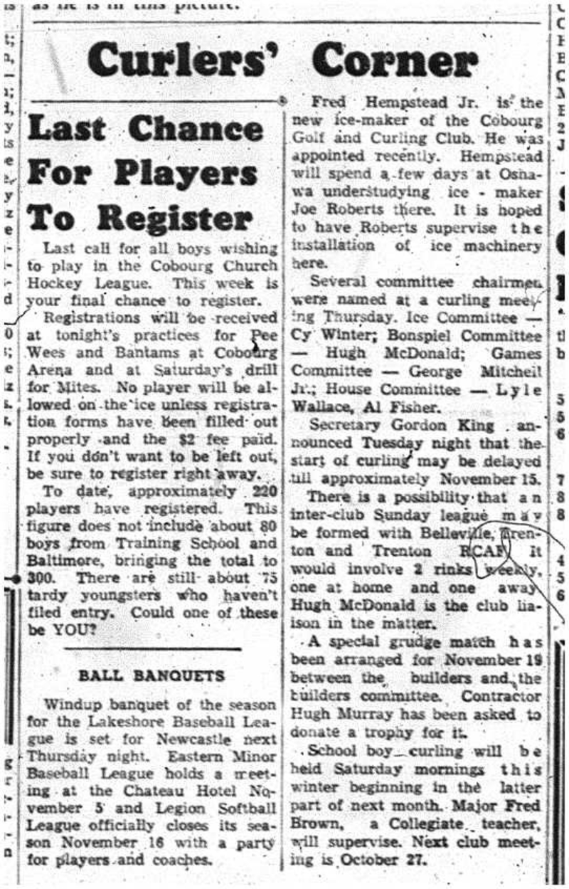 1960-10-20 Curling -Organizing meeting