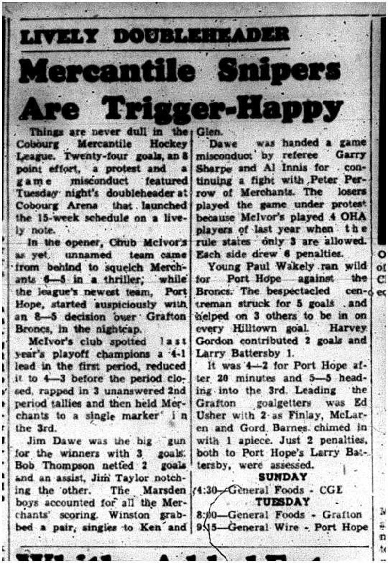 1960-11-03 Hockey - Mercantile League