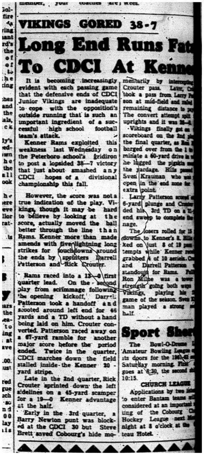 1961-10-11 School -CDCI Football vs Kenner