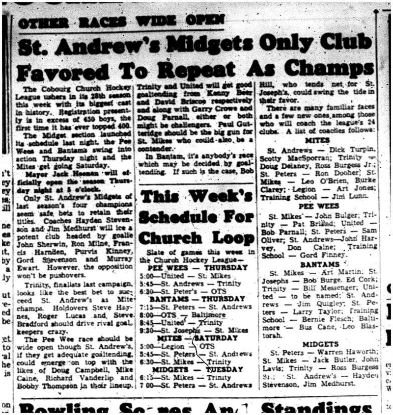 1961-11-08 Hockey -CCHL season starts- Coaches listed