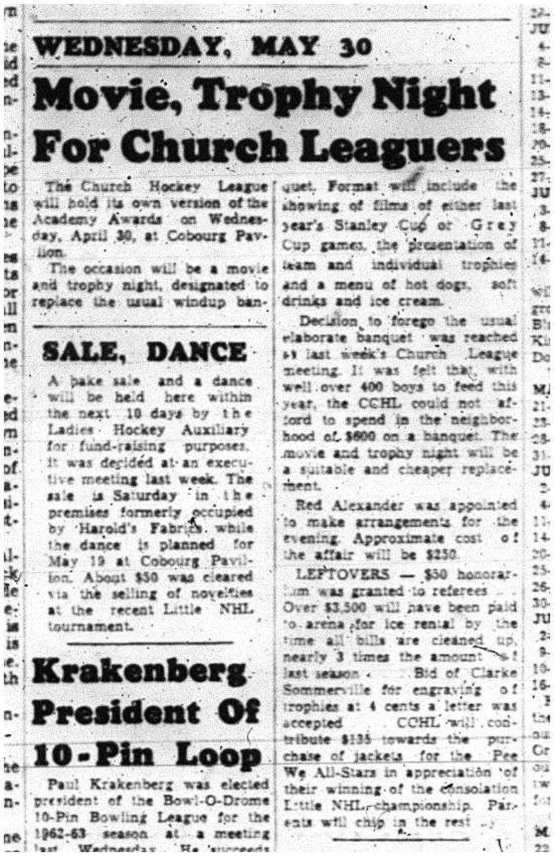 1962-05-09 Hockey -CCHL Ladies Auxiliary fundraiser