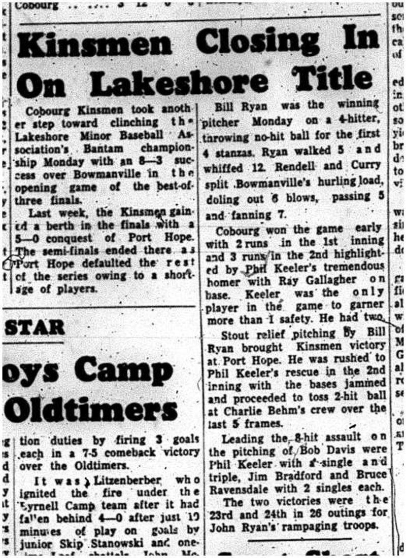 1962-08-01 Baseball -Bantams vs Bowmanville