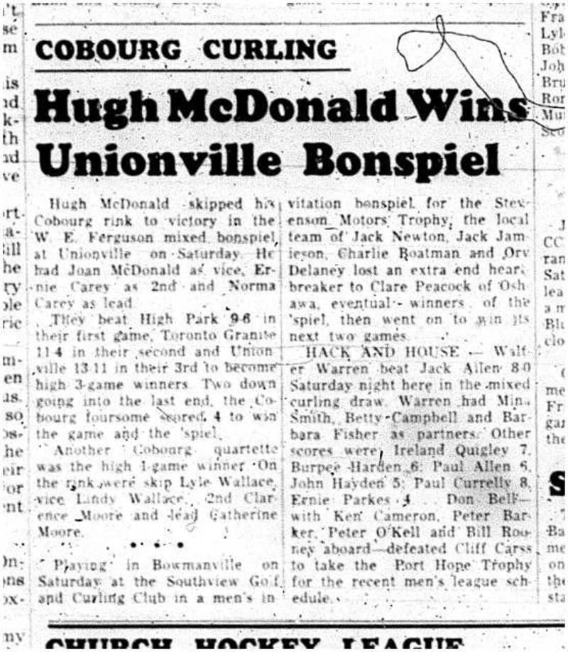 1963-03-13 Curling -Cobourg wins bonspiel
