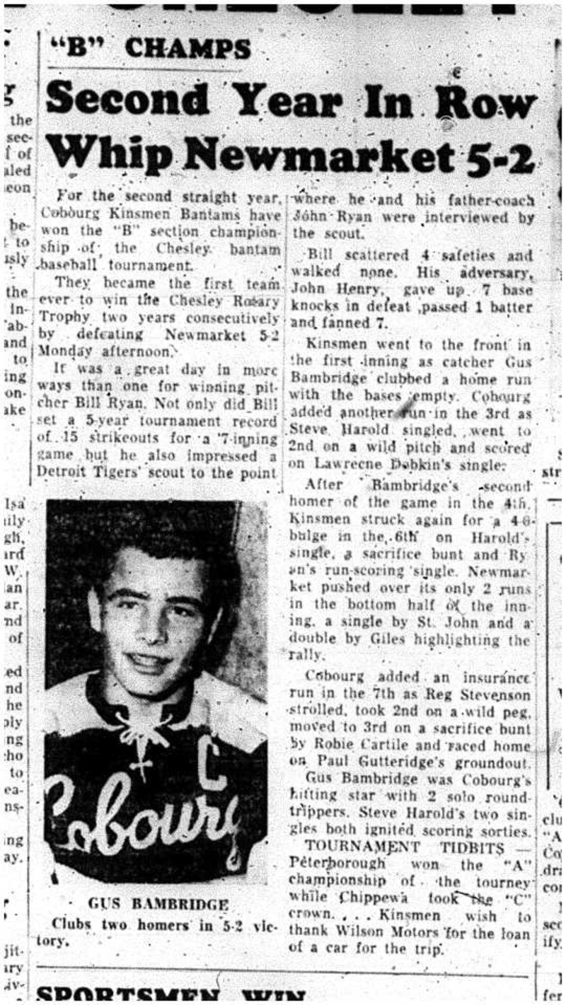 1963-07-03 Baseball -Bantams at Newmarket Tourney