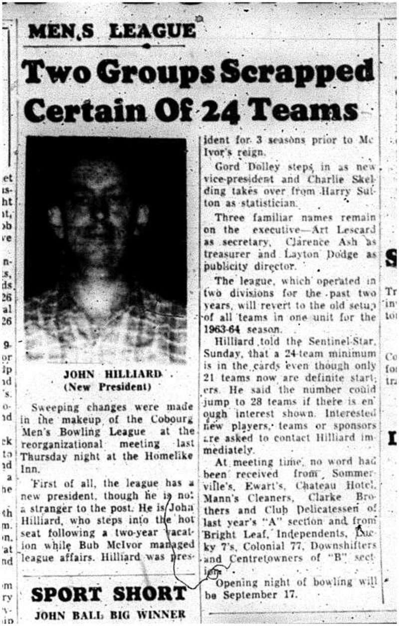 1963-07-10 Bowling -Mens League reorganizes