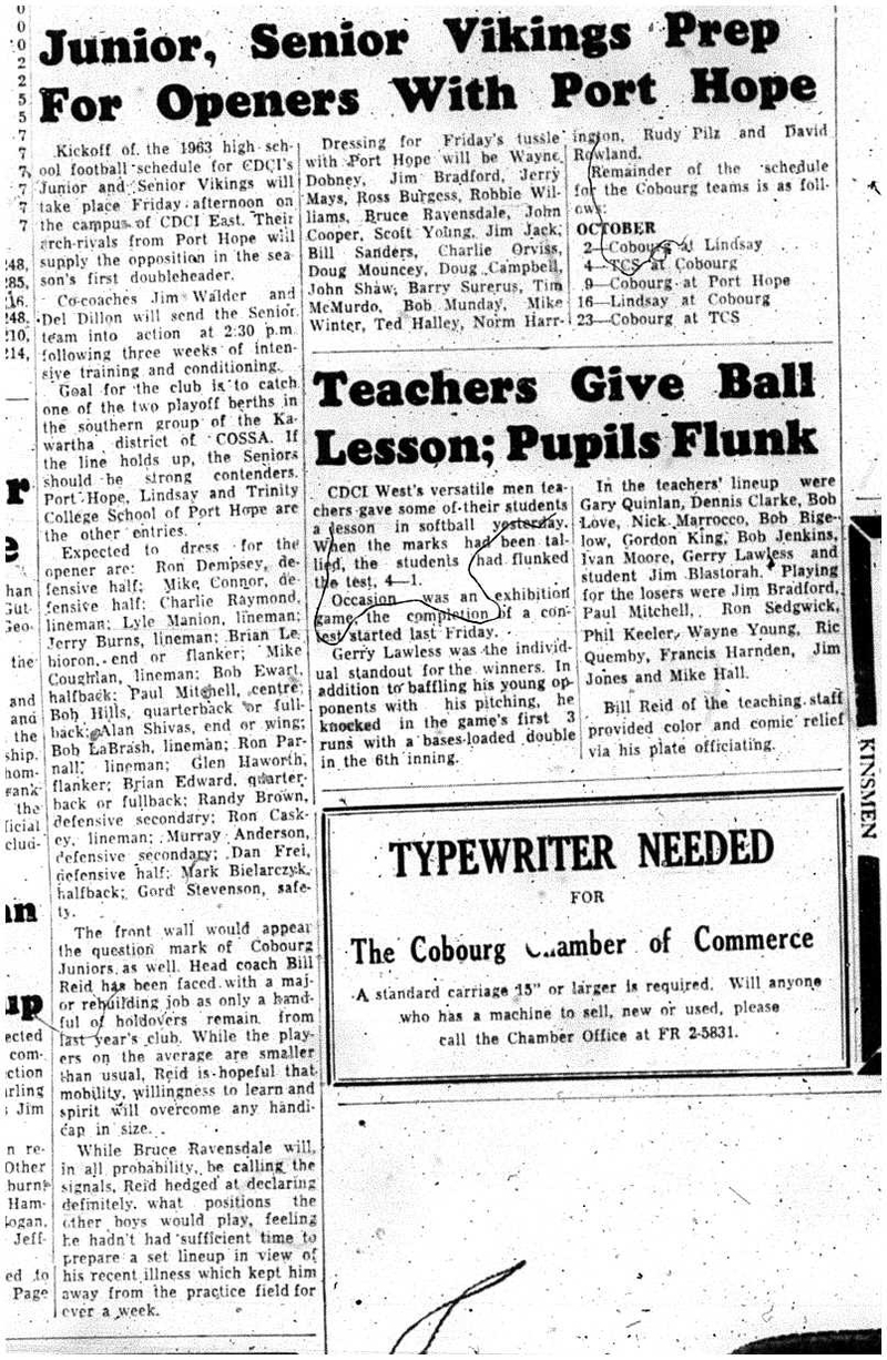 1963-09-25 School -CDCI East Football prepping