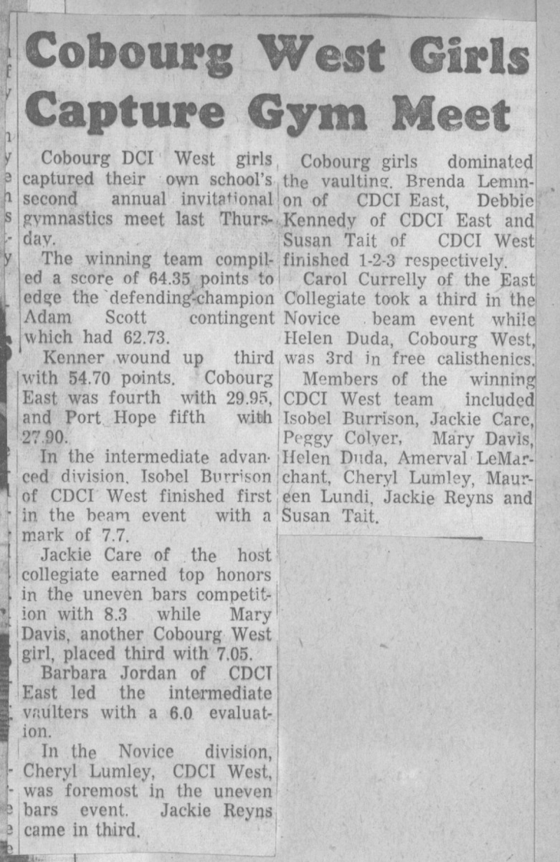 1968 School -CDCI West Gymnastics meet