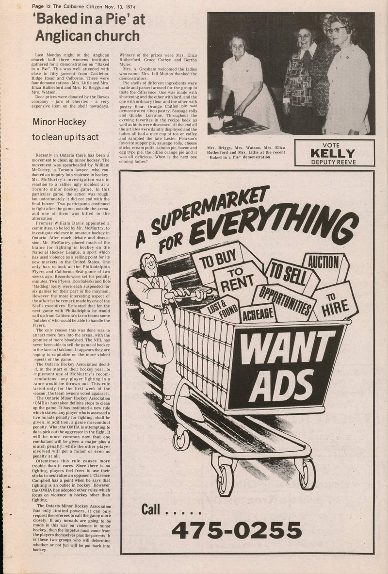 1974-11-13 Hockey -OMHA violence -Colborne Citizen