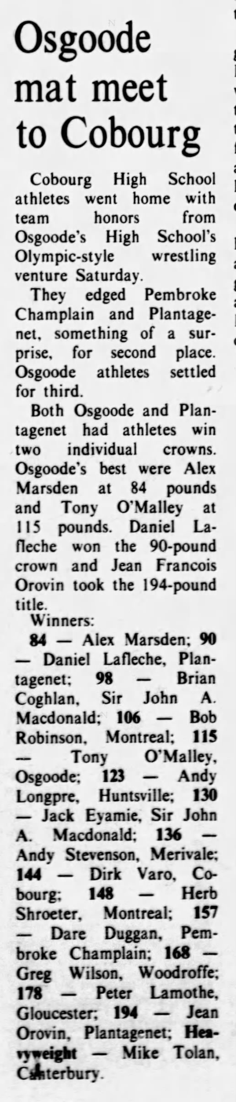 1975-02-03 School -CCI Wrestling -Ottawa Citizen