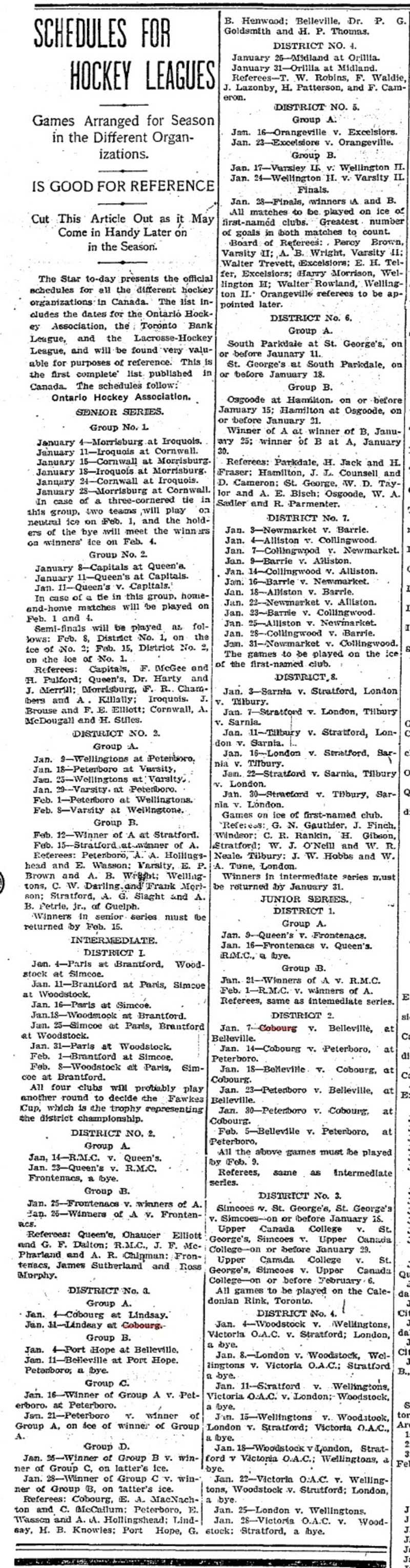 1901-01-04 Hockey -OHA Schedules-TO Star