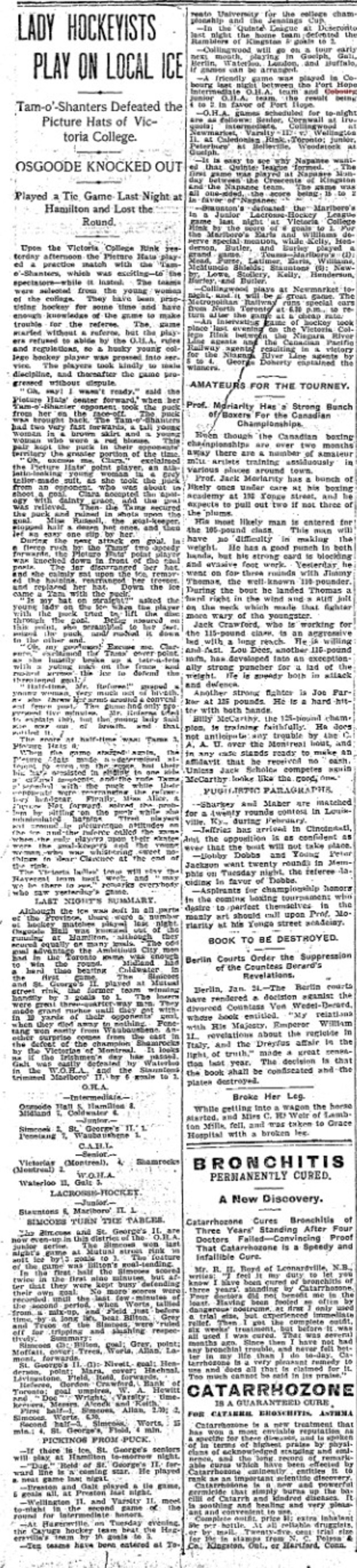 1901-01-24 Hockey -Juniors vs PH Intermediates Exhibition-TO Star