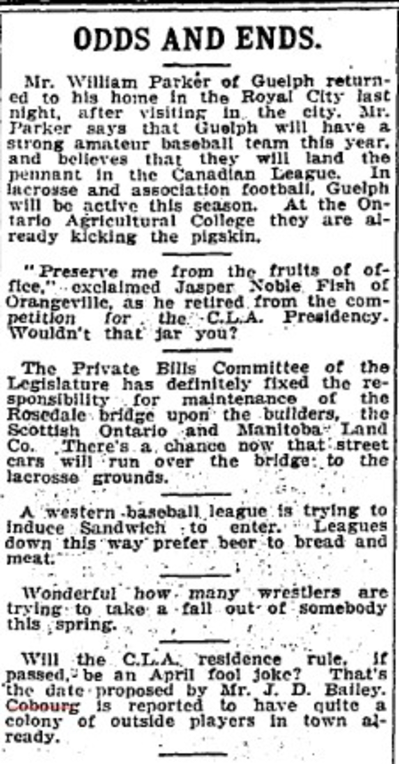 1901-03-27 Lacrosse -CLA Residence Rule-TO Star