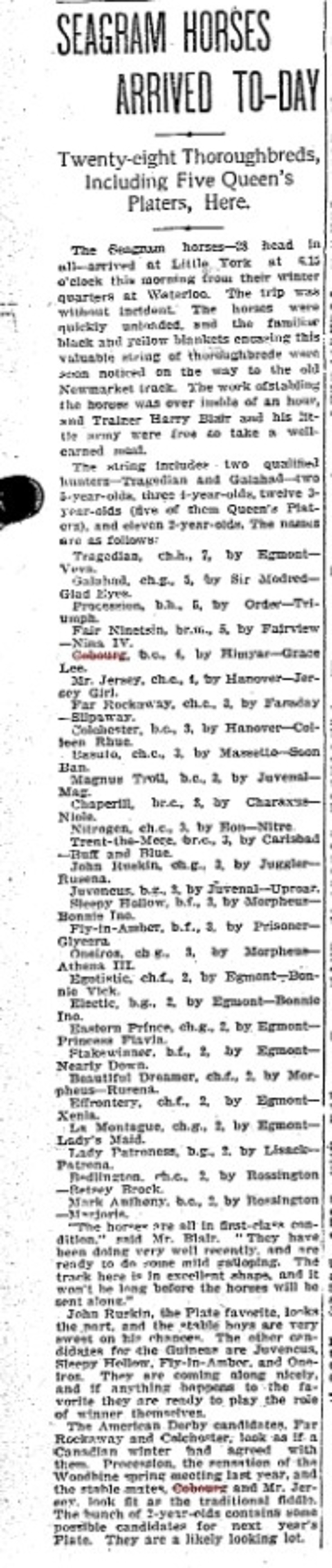 1901-04-16 Horse Racing -Seagram horse Cobourg-TO Star