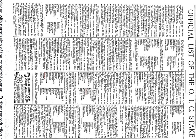1901-05-14 Horse Racing -OJC Stake Entries (p1)-TO Star