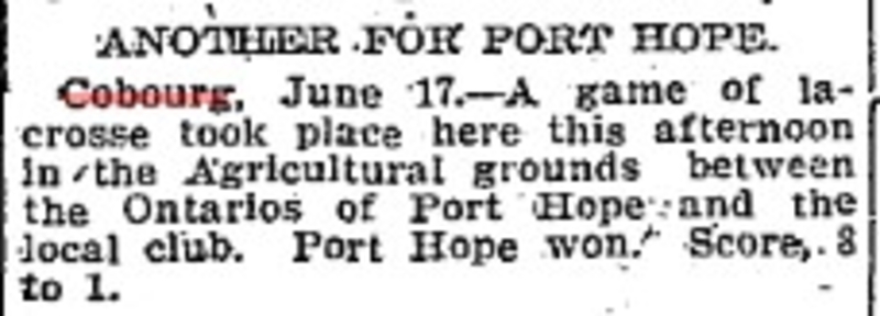 1901-06-18 Lacrosse -Cobourg vs PH Ontarios-TO Star