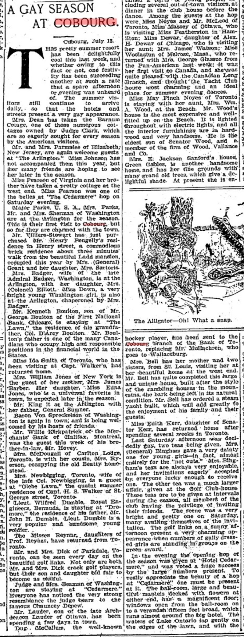 1901-07-13 Golf -Tea & golf at the Cobourg Club-TO Star