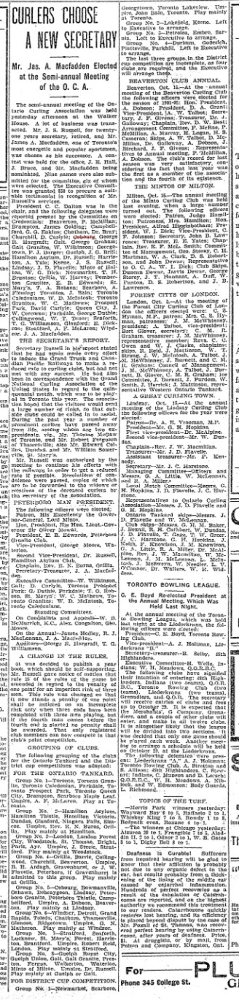 1901-10-16 Curling -Semi-annual OCA meeting-TO Star