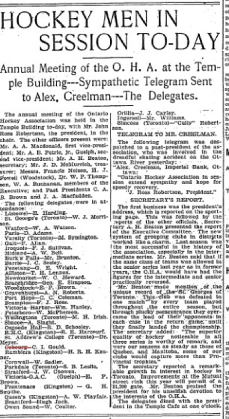 1901-12-07 Hockey -OHA Annual Meeting-TO Star