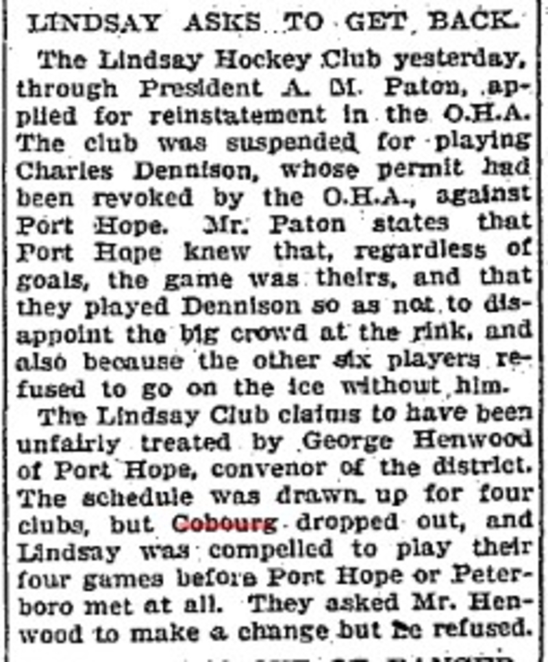 1902-02-01 Hockey -Lindsay asks to Return to OHA-TO Star