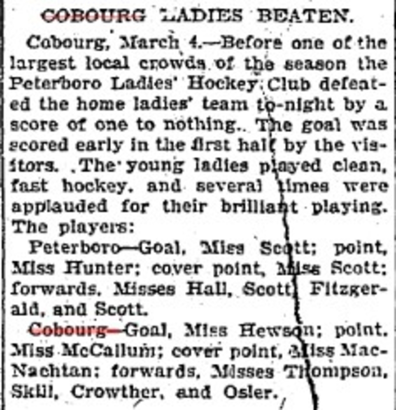 1902-03-05 Hockey -Ladies Cobourg vs Ptbo-TO Star