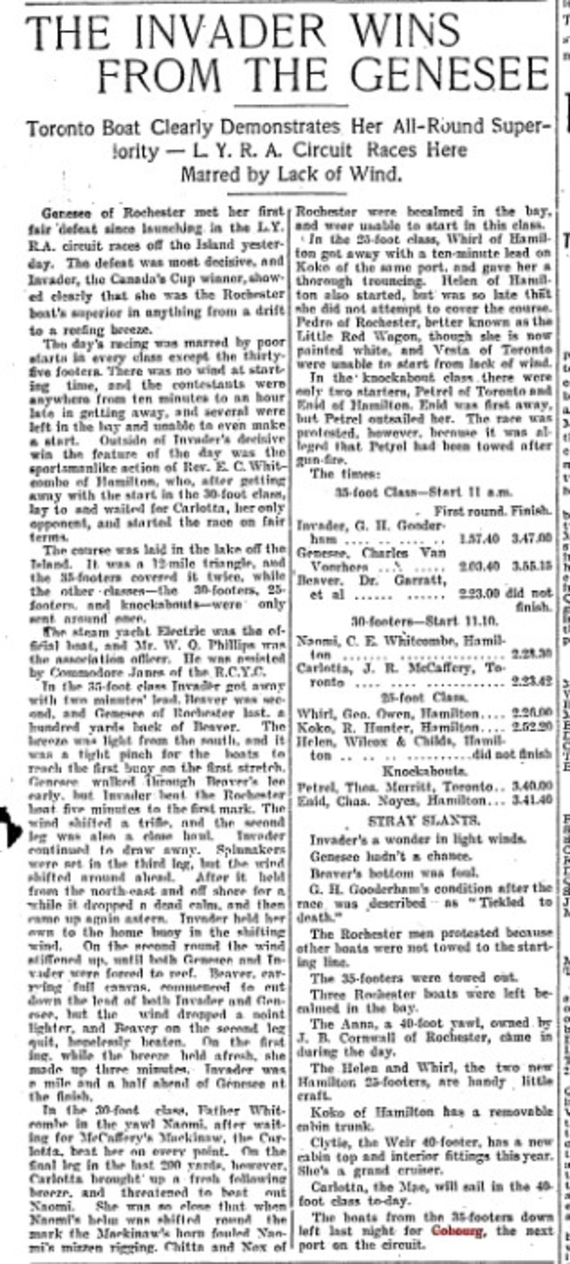 1902-07-24 Yacht Racing -LYRA Race Circuit start-TO Star