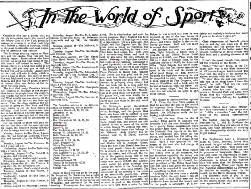1902-08-02 Horse Racing -Saratoga-TO Star