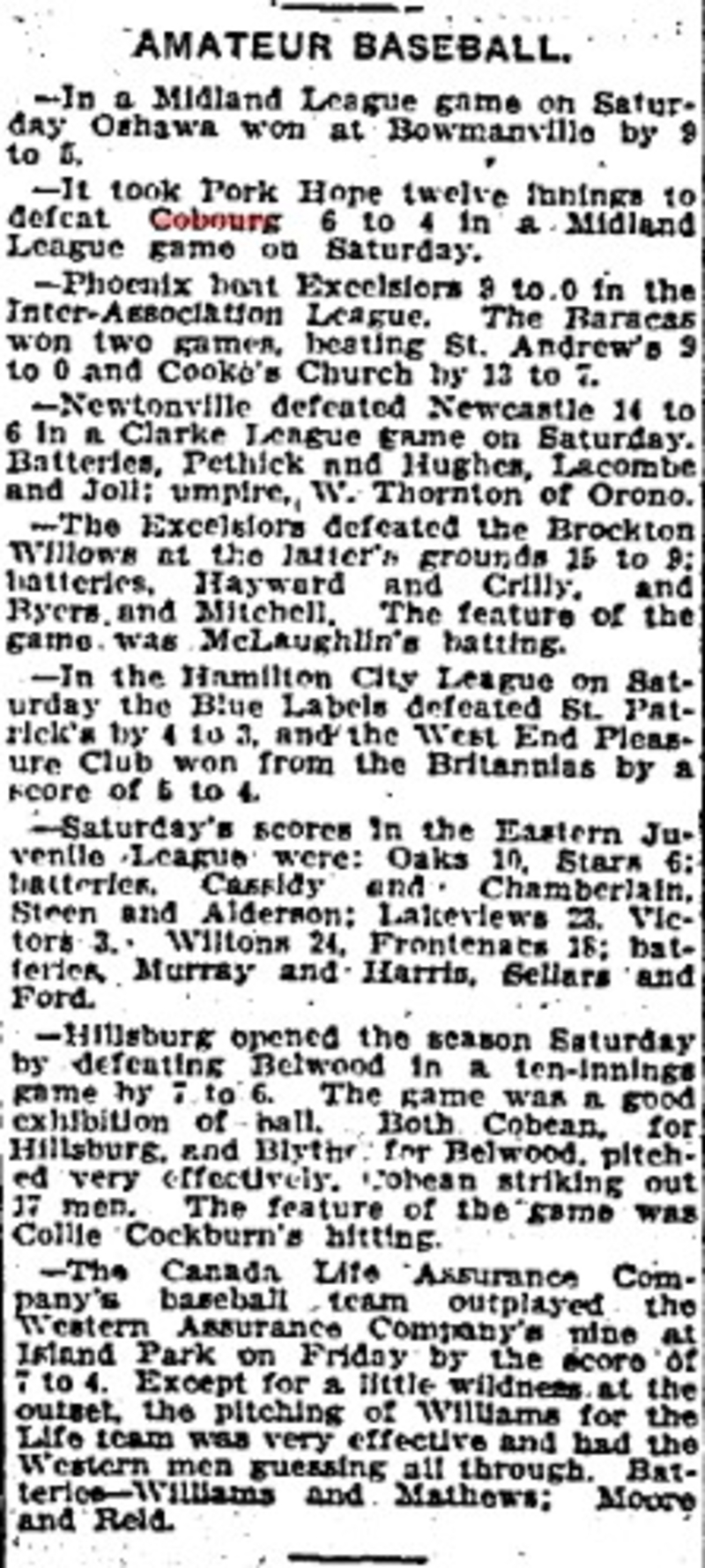 1903-06-22 Baseball -Cobourg vs PH-TO Star