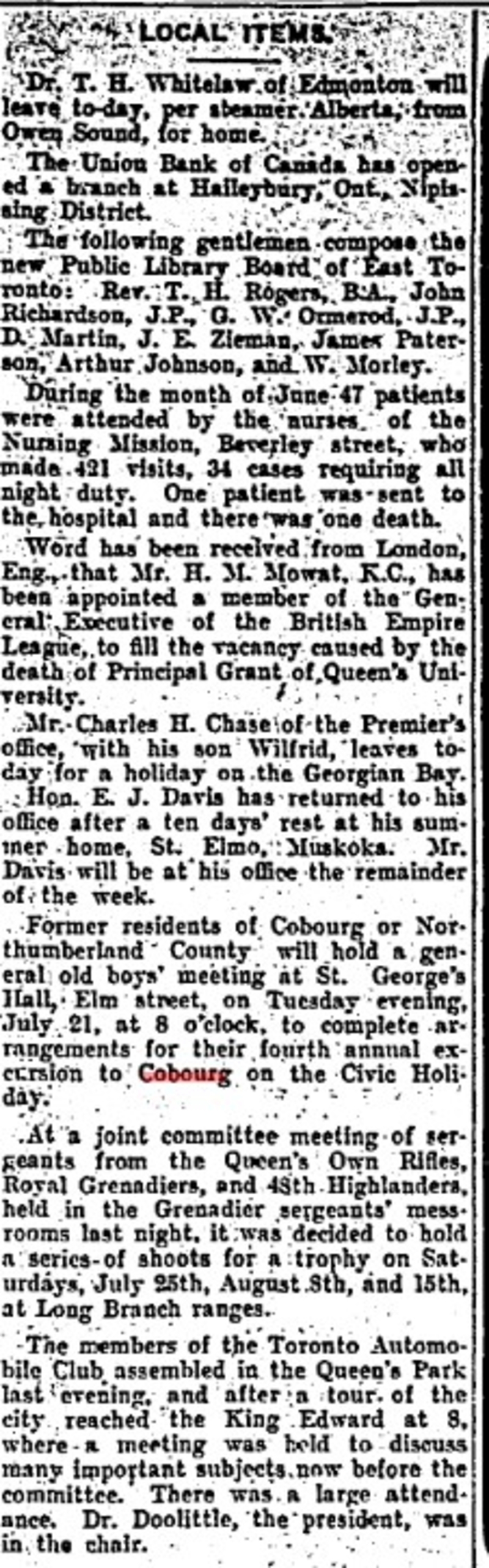 1903-07-14 Sports -Cobourg Old Boys Meet in Cobourg-TO Star