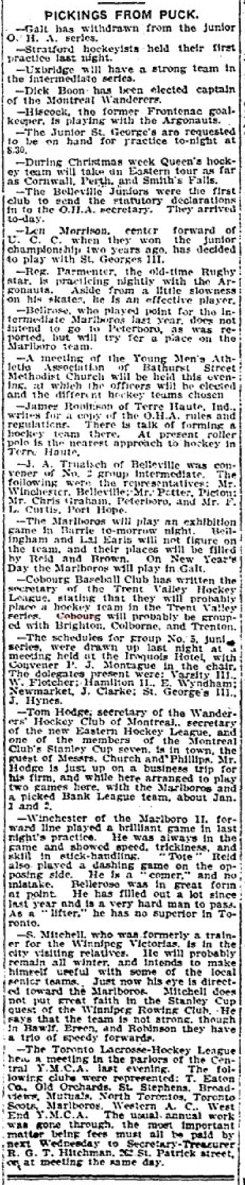 1903-12-17 Hockey -Cobourg Entered in Trent Vallley League-TO Star