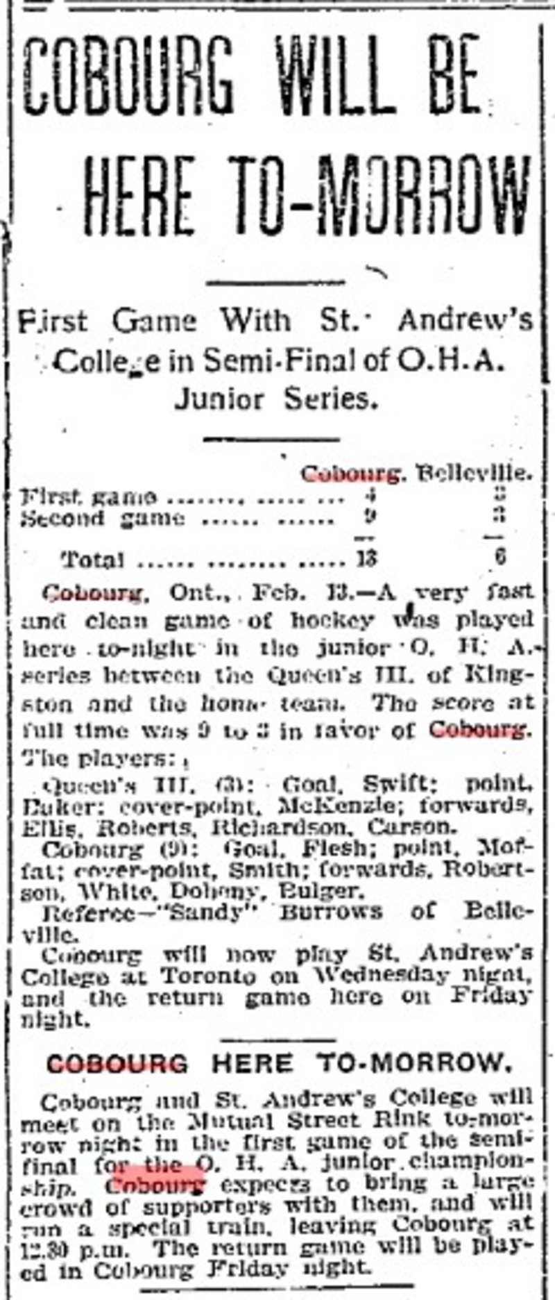 1905-02-14 Hockey -Juniors vs Kingston