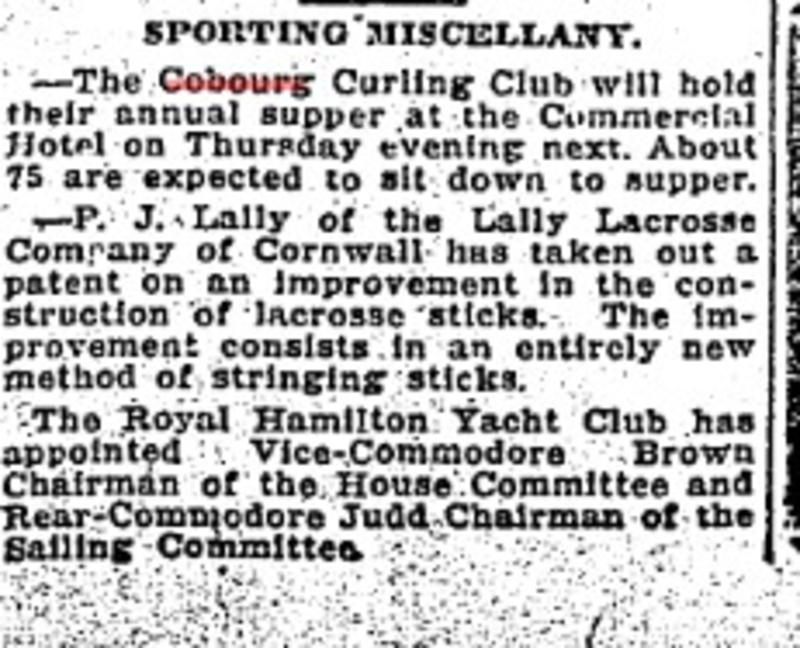 1905-04-03 Curling -Cobourg Club Annual Dinner
