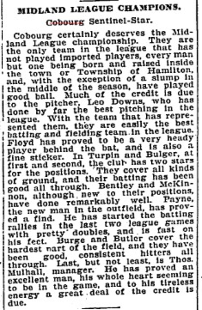 1905-10-04 Baseball -Cobourg deserves championship