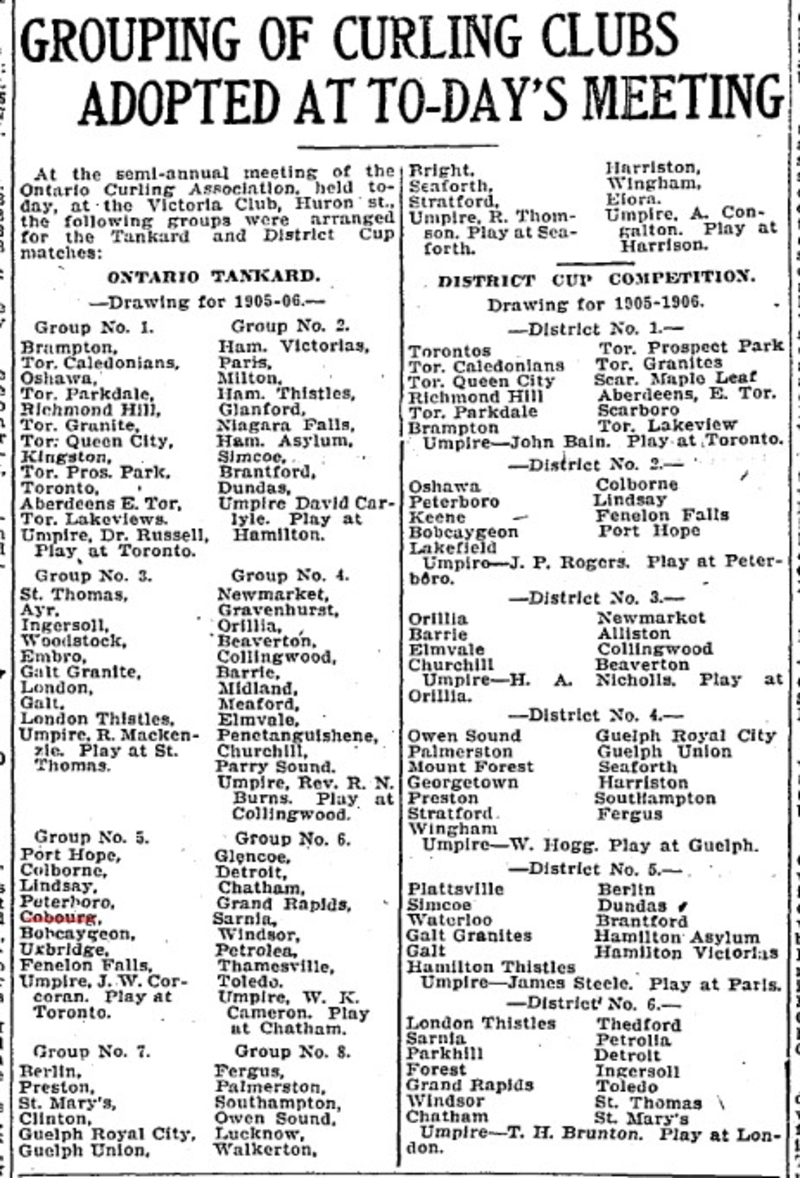 1905-10-17 Curling -Groups scheduled for Tankard and District Cup