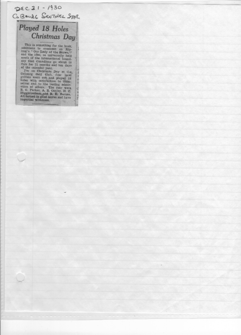 1930-12-31 Golf -Christmas Day